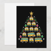 Christmas Tree School Bus Funny Driver Xmas シーズンカード (正面/裏面)