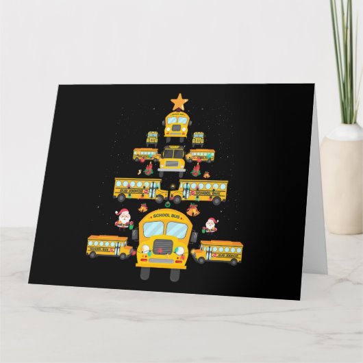 Christmas Tree School Bus Funny Driver Xmas Gift カード (正面)