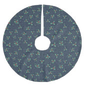 Christmas tree skirt, holly and snowflakes on blue ブラッシュドポリエステルツリースカート (正面)