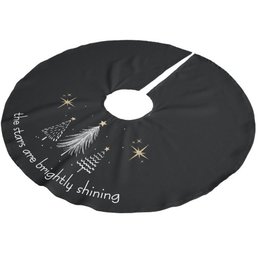 Christmas Tree Skirt with Gold Stars ブラッシュドポリエステルツリースカート (アングル)