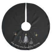 Christmas Tree Skirt with Gold Stars ブラッシュドポリエステルツリースカート (正面)