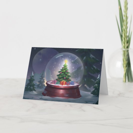 Christmas Tree Snow Globe カード (正面)