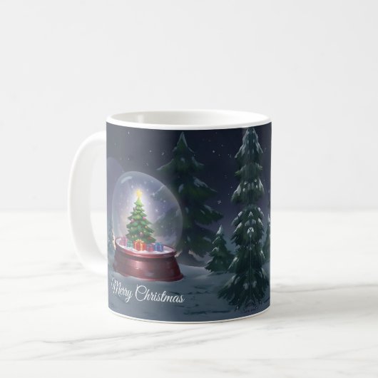 Christmas Tree Snow Globe  コーヒーマグカップ (正面左)