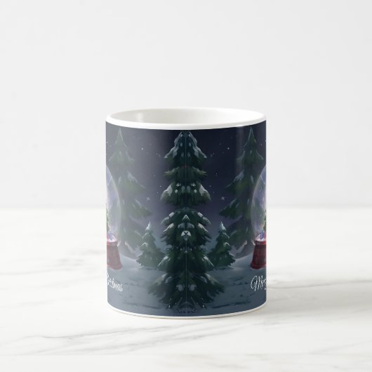 Christmas Tree Snow Globe  コーヒーマグカップ (中央)