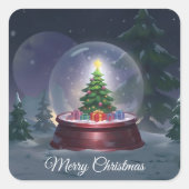 Christmas Tree Snow Globe Square Sticker スクエアシール (正面)