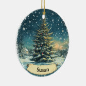 Christmas Tree Snow Ornament Vintage Style セラミックオーナメント (右)