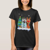 Christmas Tree Snowman Reindeer Book Stack Librari Tシャツ (正面)