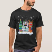 Christmas Tree Snowman Reindeer Book Stack Librari Tシャツ (正面)