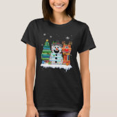 Christmas Tree Snowman Reindeer Book Stack Librari Tシャツ (正面)