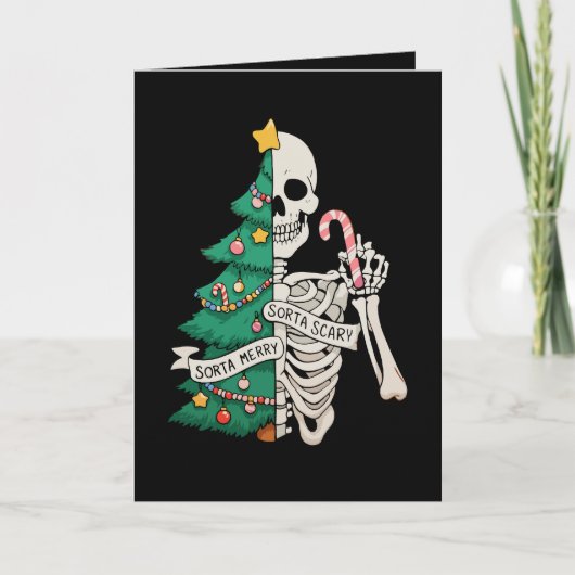 Christmas Tree Sorta Merry Sorta Scary Skeleton カード (正面)
