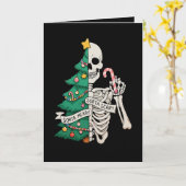 Christmas Tree Sorta Merry Sorta Scary Skeleton カード (黄色い花)