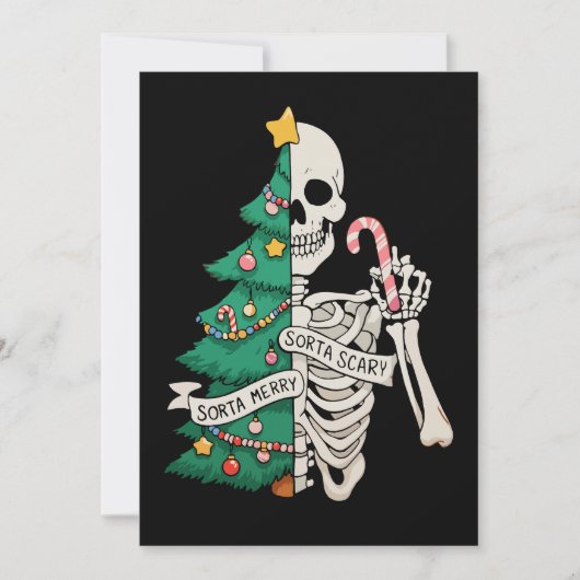 Christmas Tree Sorta Merry Sorta Scary Skeleton シーズンカード (正面)