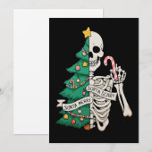 Christmas Tree Sorta Merry Sorta Scary Skeleton シーズンカード (正面/裏面)