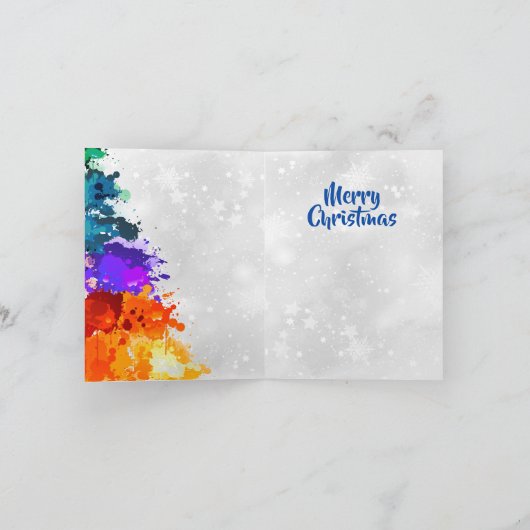 Christmas Tree, Splatter Paint, Primary Colors シーズンカード (内部)