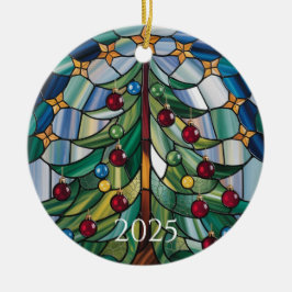 Christmas Tree Stained Glass 2025 Design セラミックオーナメント