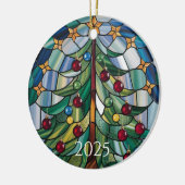 Christmas Tree Stained Glass 2025 Design セラミックオーナメント (左)