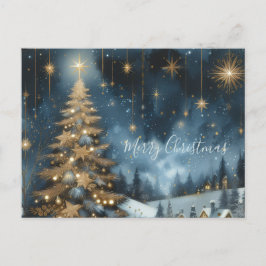 Christmas tree & starry night postcard ポストカード
