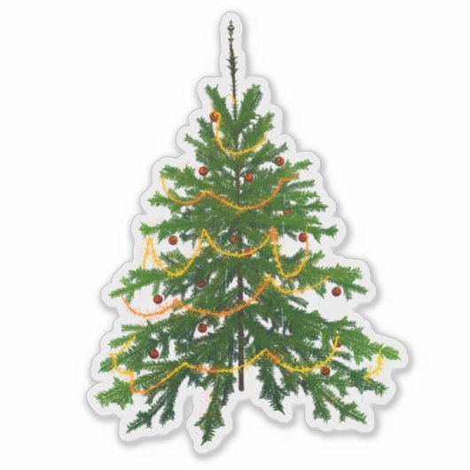 Christmas tree sticker cute green classic holiday シール (正面)