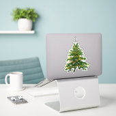 Christmas tree sticker cute green classic holiday シール (デスク上のノートパソコン)