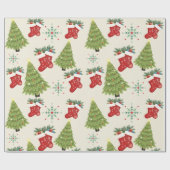 Christmas Tree, Stocking & Snowflake WrappingPaper ラッピングペーパー (フラット)