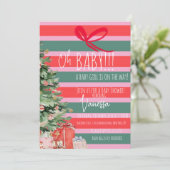 Christmas Tree Stripes Girls Baby Shower   招待状 (スタンド正面)