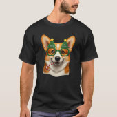 Christmas Tree Sunglasses Corgi Candy Cane Mens Wo Tシャツ (正面)