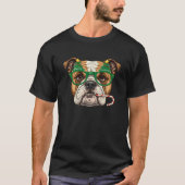 Christmas Tree Sunglasses English Bulldog Candy Ca Tシャツ (正面)