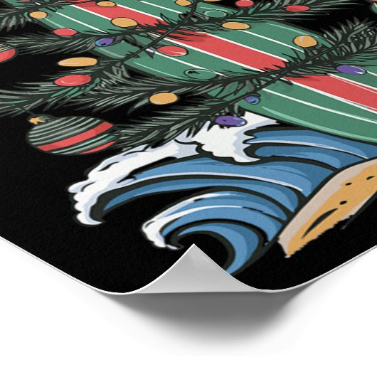 Christmas Tree Surfboard _1  ポスター (角)