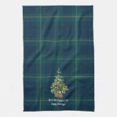 Christmas Tree Tartan Plaid Family Name キッチンタオル (縦)