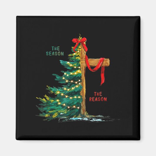 Christmas Tree The Season Jesus Cross Faith Holida マグネット (正面)