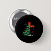 Christmas Tree The Season Jesus Cross Faith Holida 缶バッジ (正面&裏面)