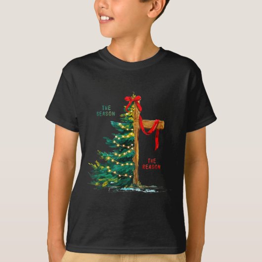 Christmas Tree The Season Jesus Cross Faith Holida Tシャツ (正面)