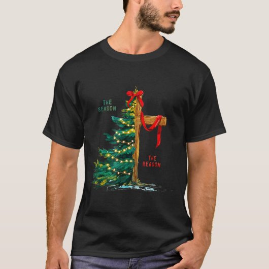 Christmas Tree The Season Jesus Cross Faith Holida Tシャツ (正面)