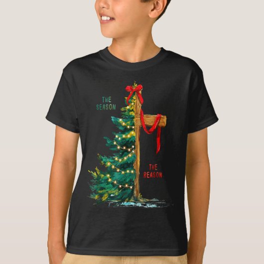 Christmas Tree The Season Jesus Cross The Reason  Tシャツ (正面)