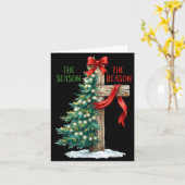 Christmas Tree The Season Jesus Cross The Reason X カード (黄色い花)