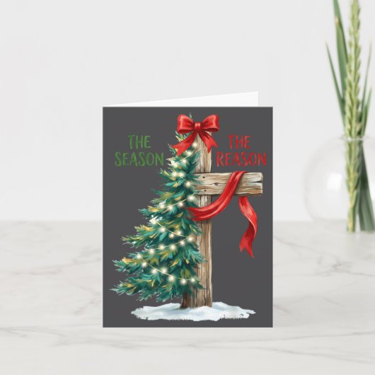 Christmas Tree The Season Jesus Cross The Reason X カード (正面)