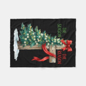 Christmas Tree The Season Jesus Cross The Reason X フリースブランケット (正面(横))