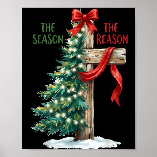 Christmas Tree The Season Jesus Cross The Reason X ポスター (正面)