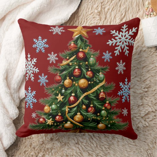 Christmas Tree Throw Pillow クッション (ブランケット)