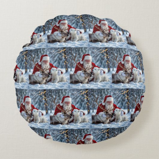 Christmas Tree Throw Round Pillow ラウンドクッション (正面)