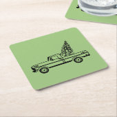 Christmas tree truck スクエアペーパーコースター (アングル)