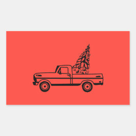Christmas tree truck 長方形シール