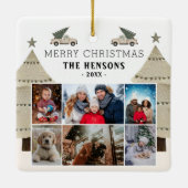 Christmas Tree Truck Family 6 Photo Collage  セラミックオーナメント (裏面)