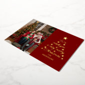 Christmas Tree Typography Gold Stars Family Photo  箔シーズンカード (回転した状態)