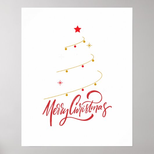 Christmas Tree Typography Script Minimalist ポスター (正面)