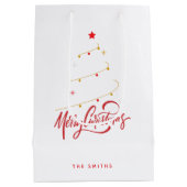 Christmas Tree Typography Script Minimalist ミディアムペーパーバッグ (裏面)