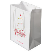 Christmas Tree Typography Script Minimalist ミディアムペーパーバッグ (裏面アングル)