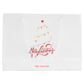 Christmas Tree Typography Script Minimalist ラージペーパーバッグ (裏面)