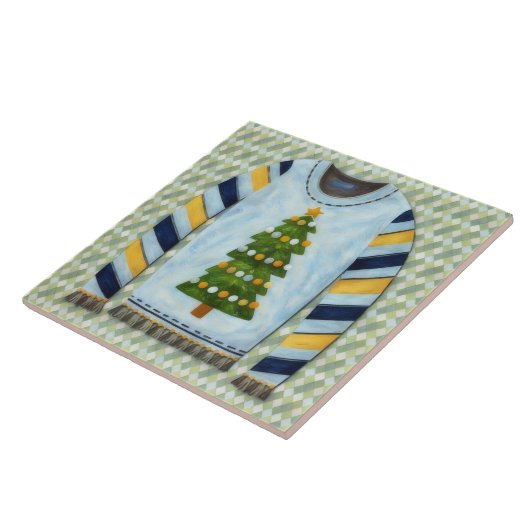 Christmas Tree Ugly Sweater Holiday Art Tile タイル (側面)