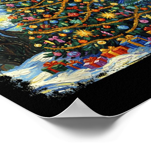 Christmas Tree Van Gogh Starry Night Christmas 202 ポスター (角)
